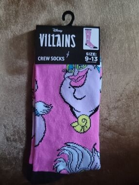 Disney Villains Bright Pink Crew Socks with Ursula